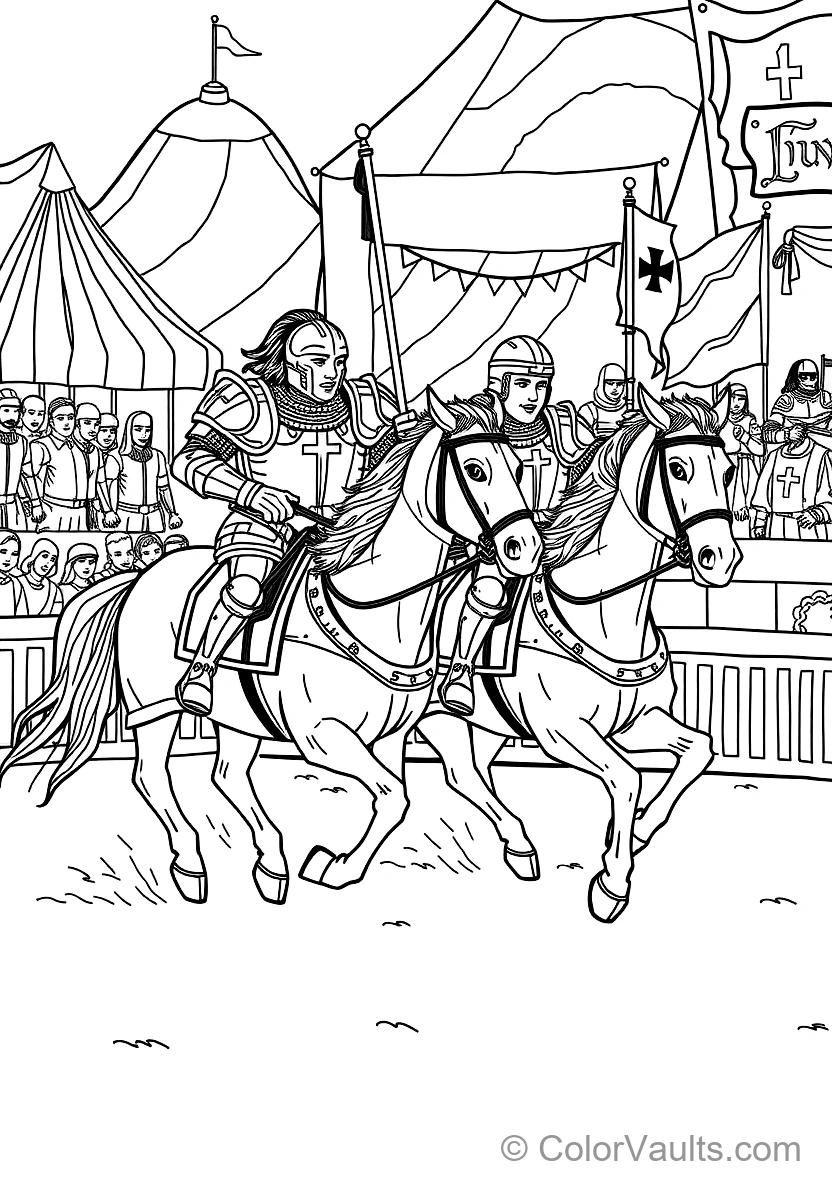 Medieval Knight on Armored Warhorse in Jousting Tournament (3)