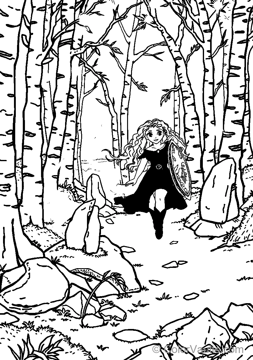 A Girl In Medieval Attire Runs Through The Forest