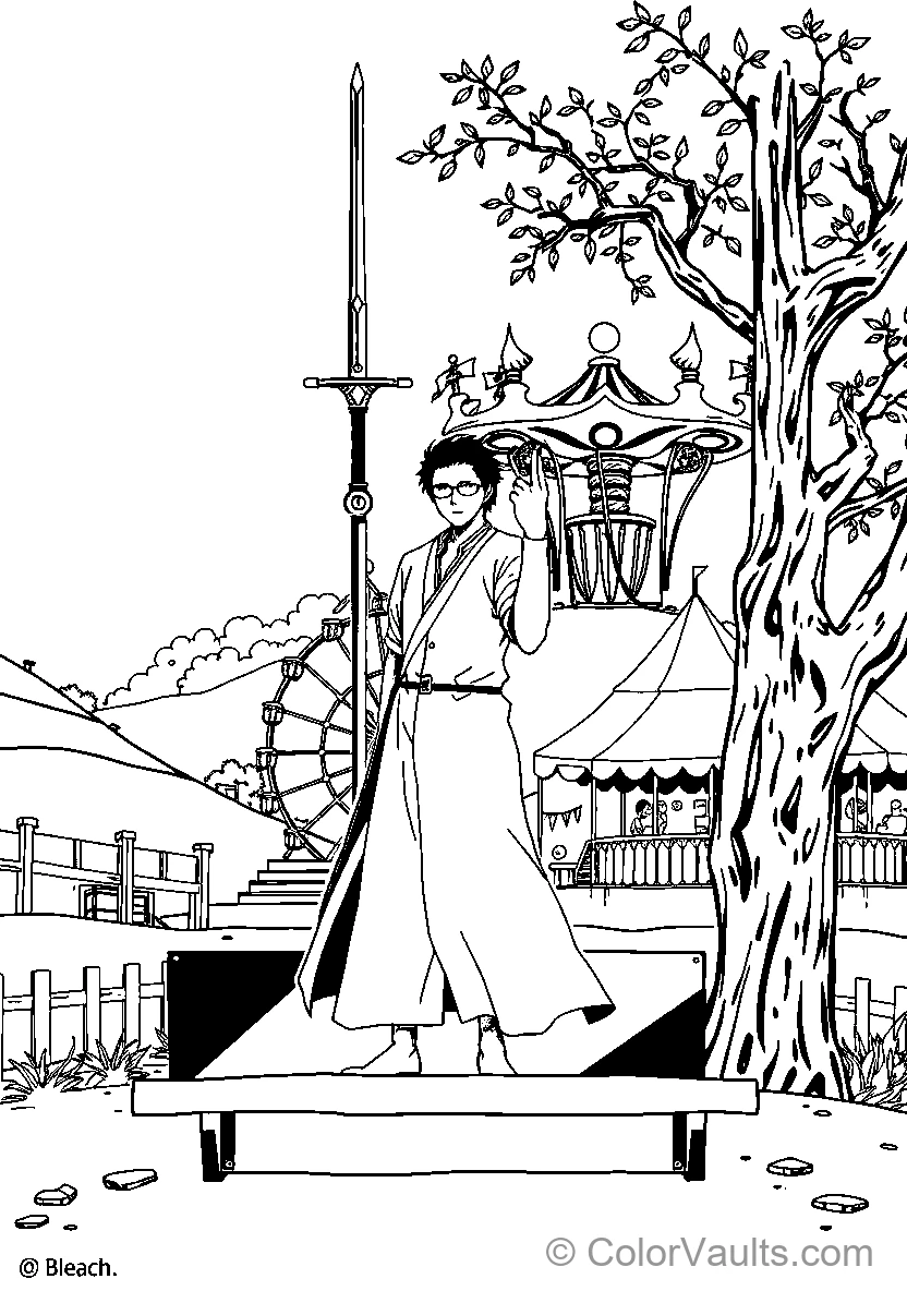 Character In Traditional Attire Wielding A Sword