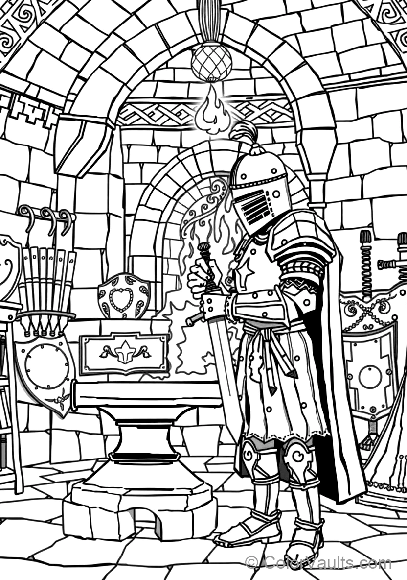 Knight in Shining Armor Holding Glowing Magic Shield (4)