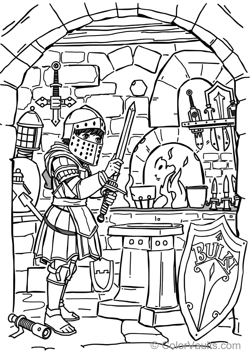 Medieval Knight on Armored Warhorse in Jousting Tournament (5)