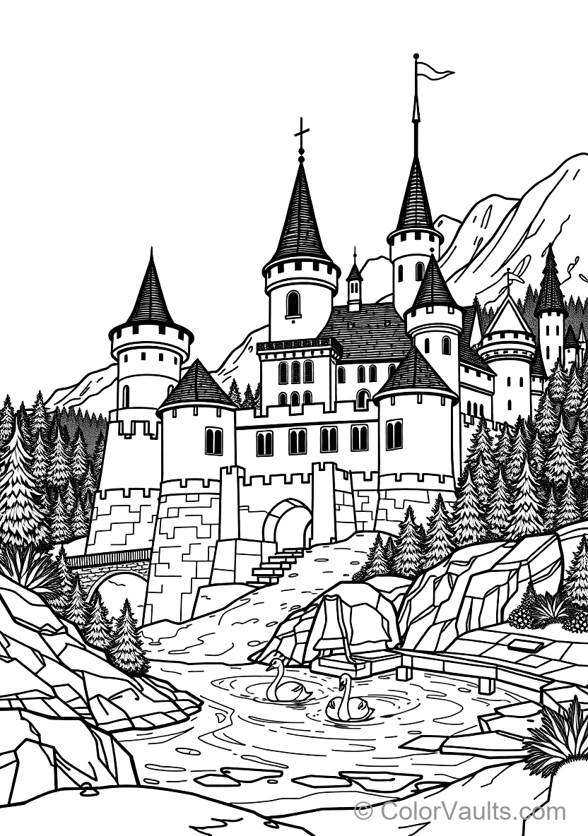 Castle Drawbridge Lowering Across Deep Moat (5)