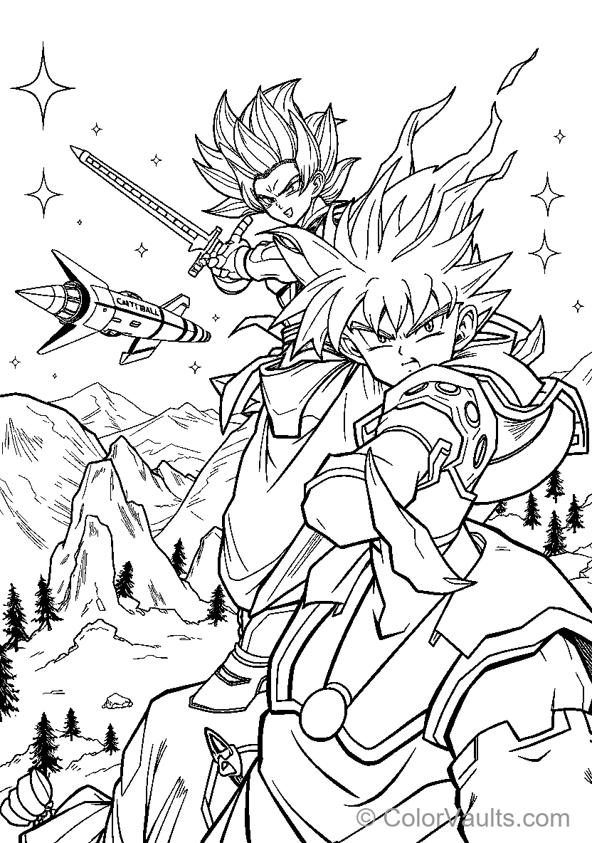Spiky Haired Warrior avec Sword