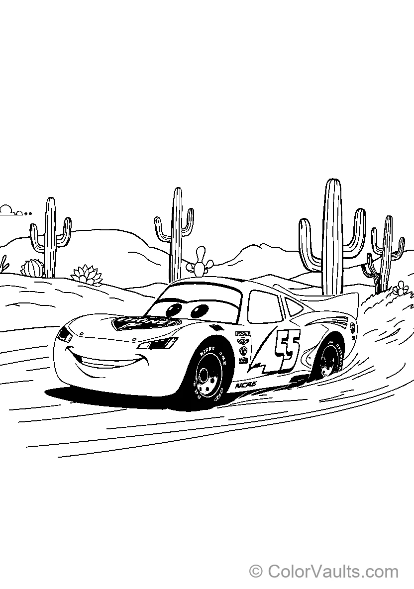 A Smiling Race Car In A Desert Landscape