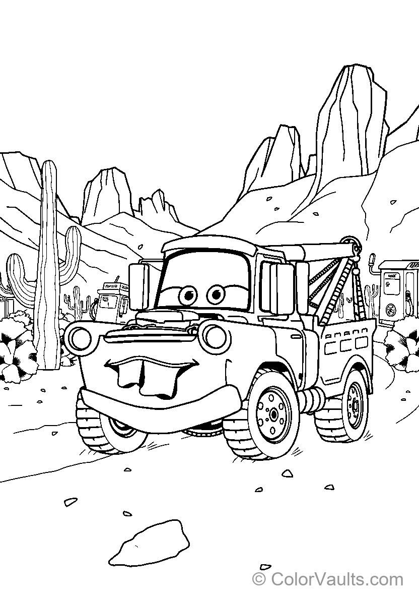 Animated Tow Truck In Desert Landscape