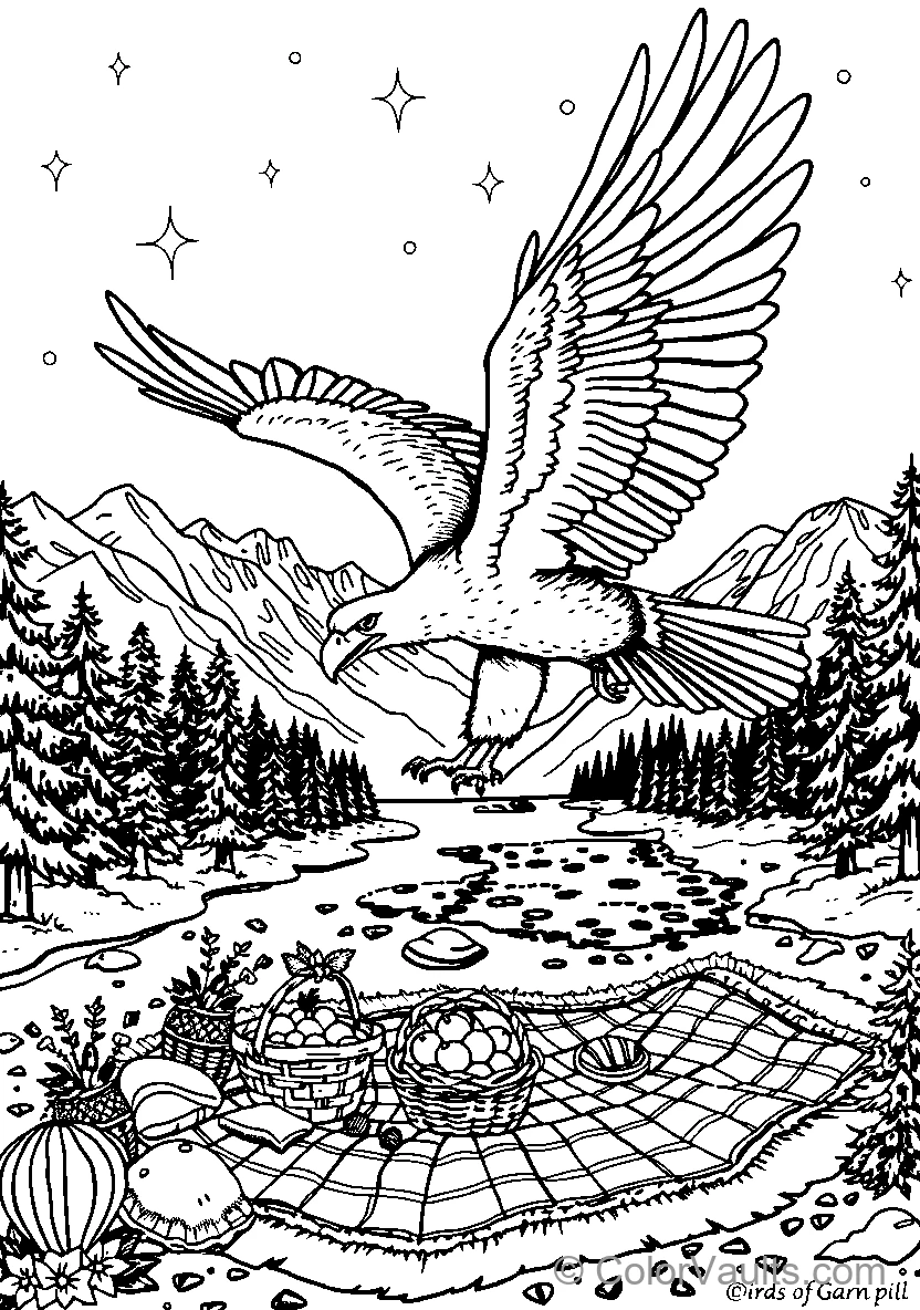 Bird In Flight Over A Scenic Landscape