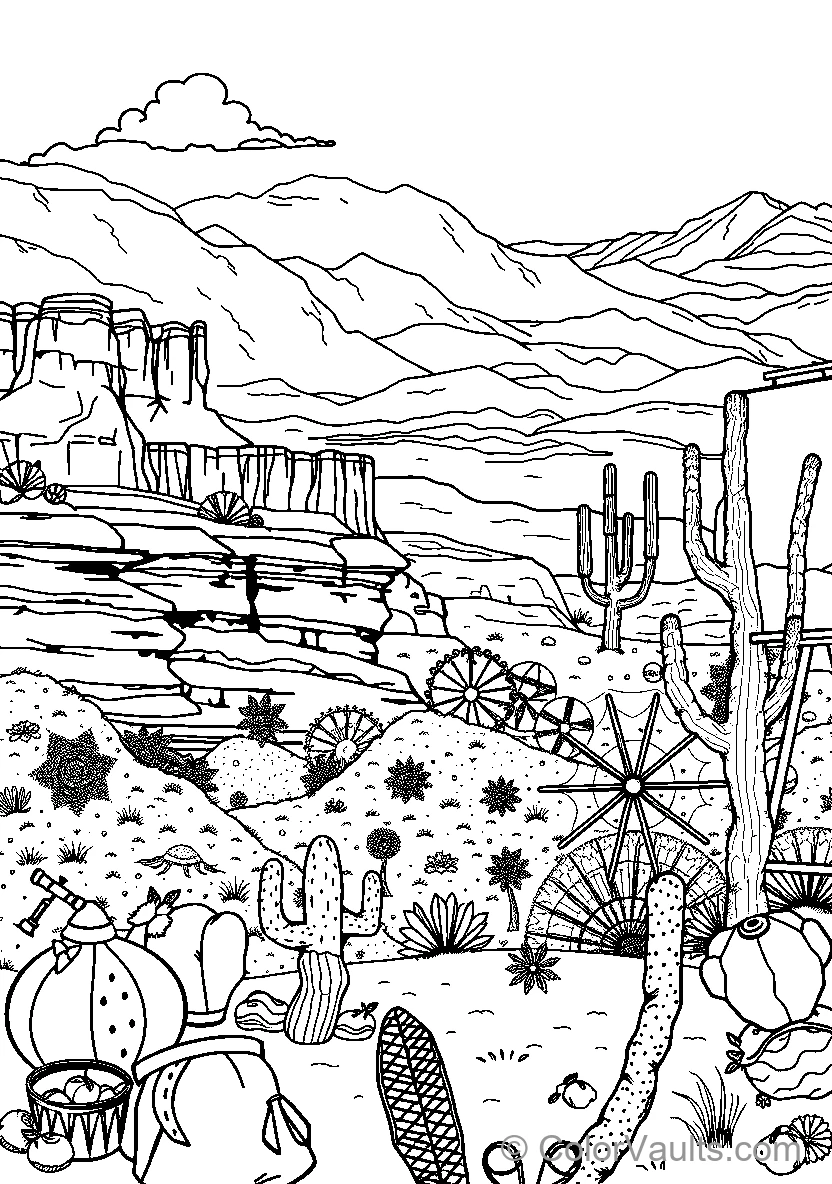 Desert Landscape With Ferris Wheel