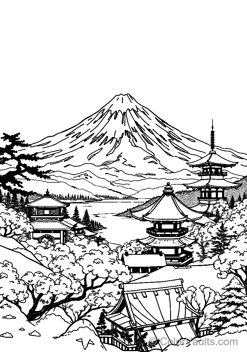 Japanese Mountain Landscape (Scene 3)