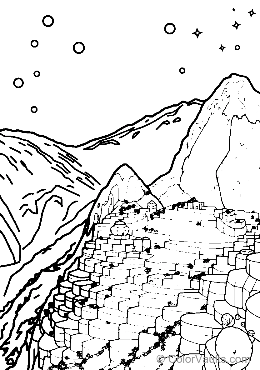 Mountain Landscape With Circular Structures