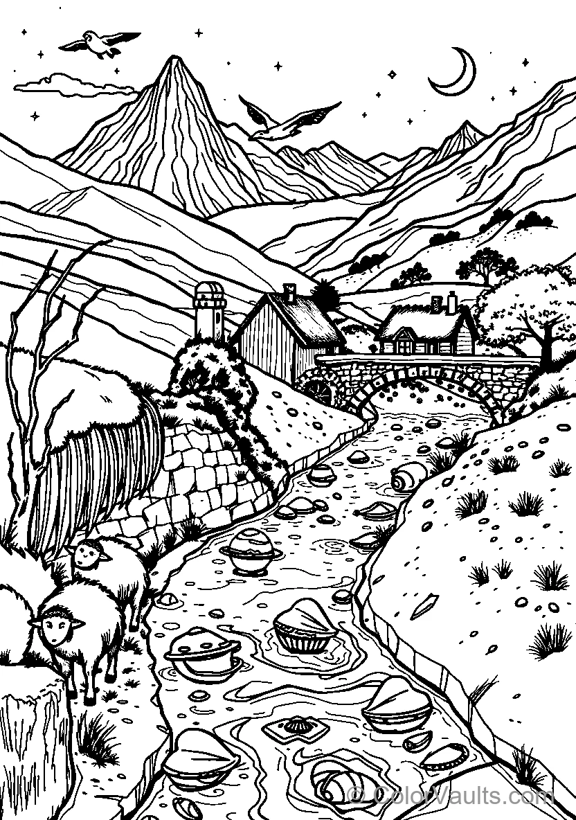 Mountain Village Landscape (Scene 3)