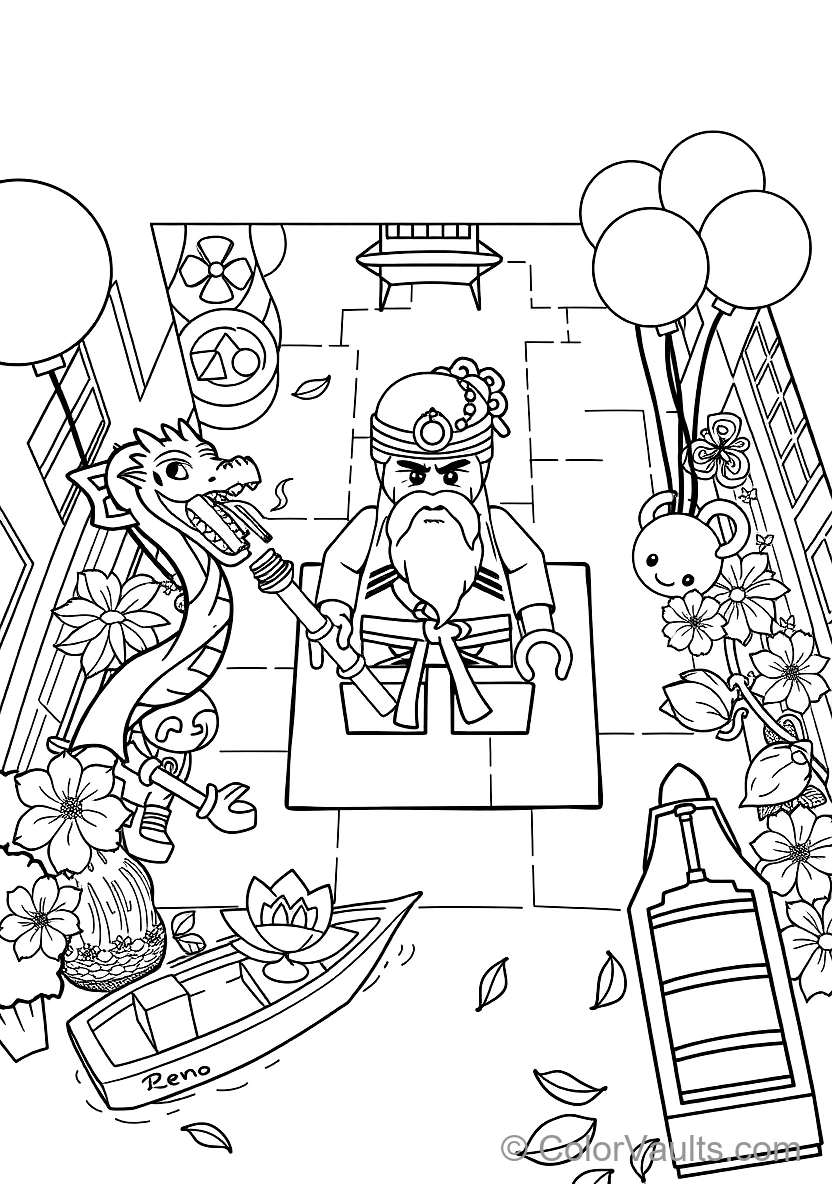 Master Wu Meditating in White Beard and Conical Hat (Scene 2)