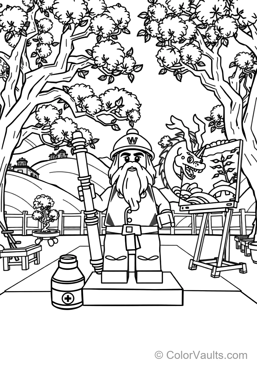 Master Wu Meditating in White Beard and Conical Hat (Scene 6)