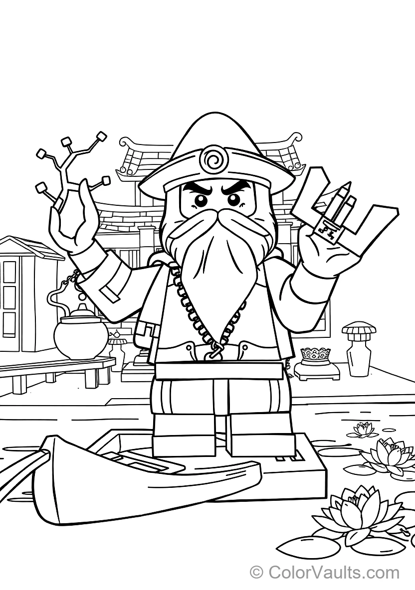 Master Wu Meditating in White Beard and Conical Hat (Scene 7)
