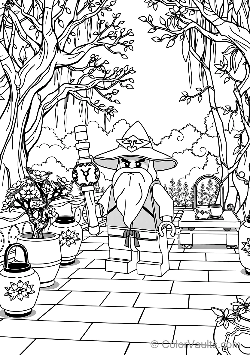 Master Wu Meditating in White Beard and Conical Hat (Scene 8)