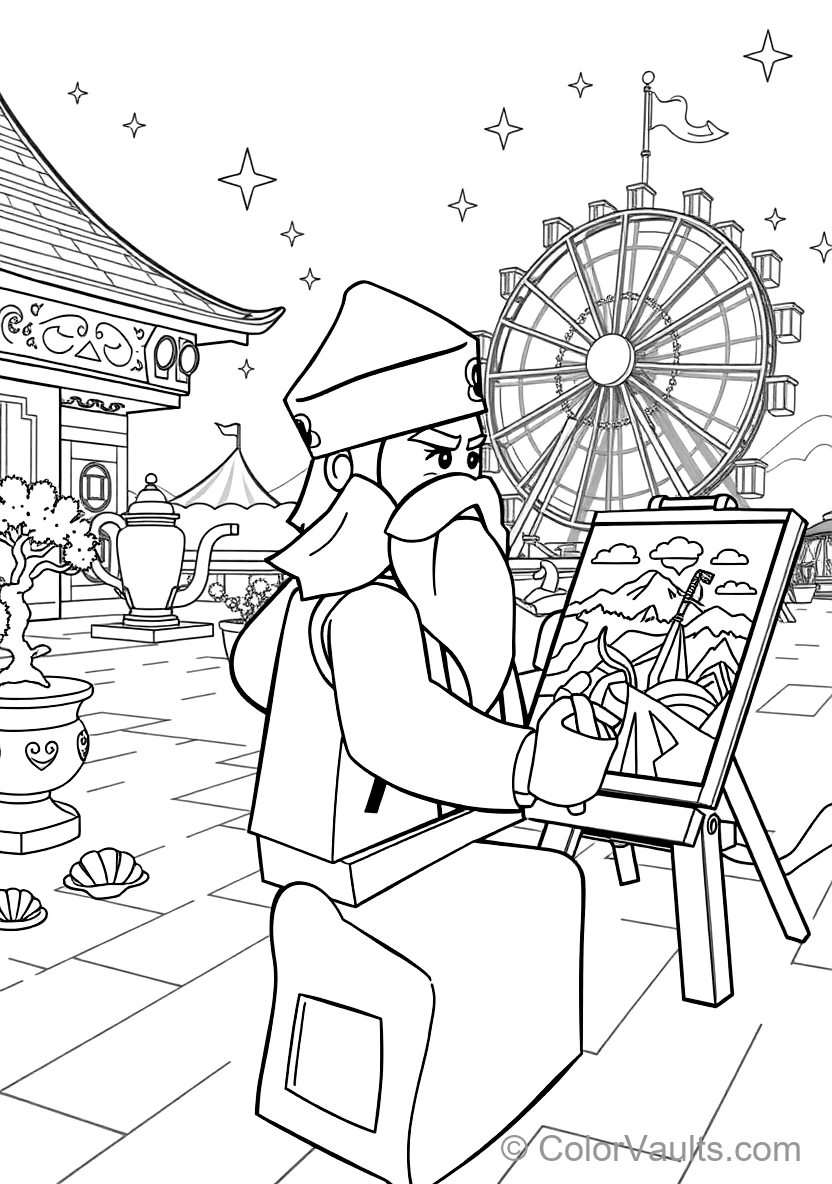 Master Wu Meditating in White Beard and Conical Hat (Scene 10)