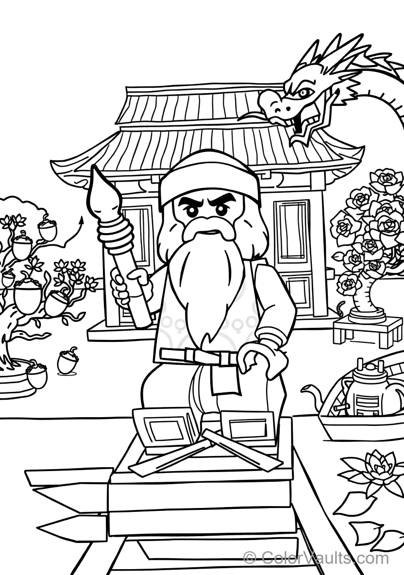 Master Wu Meditating in White Beard and Conical Hat (Scene 12)