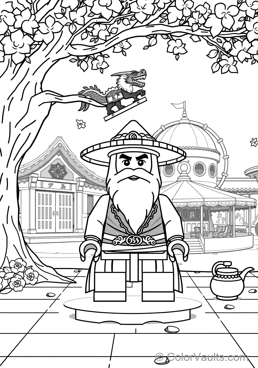 Master Wu Meditating in White Beard and Conical Hat (Scene 13)