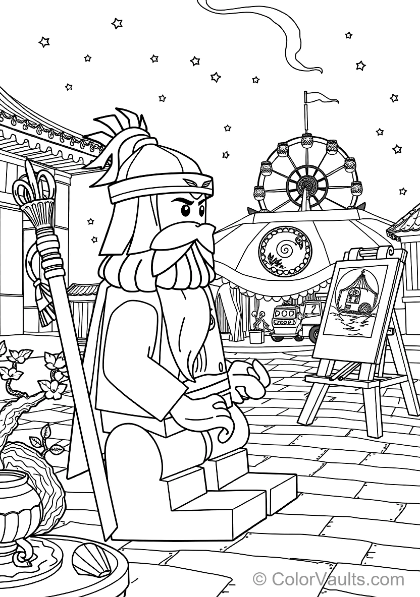 Master Wu Meditating in White Beard and Conical Hat (Scene 14)