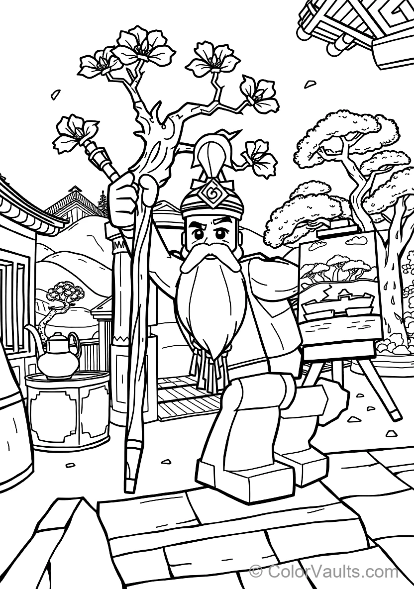 Master Wu Meditating in White Beard and Conical Hat (Scene 16)