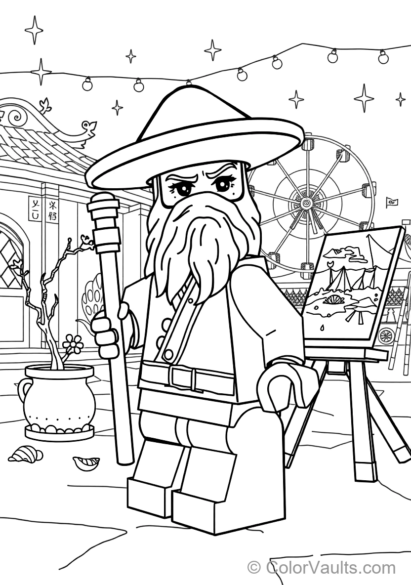 Master Wu Meditating in White Beard and Conical Hat (Scene 17)