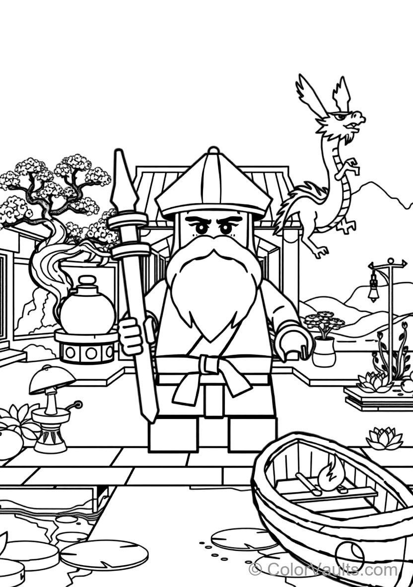 Master Wu Meditating in White Beard and Conical Hat (Scene 19)