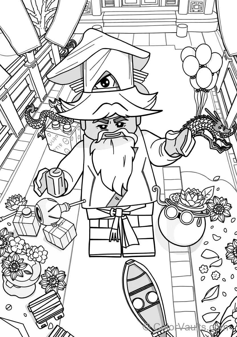 Master Wu Meditating in White Beard and Conical Hat (Scene 20)