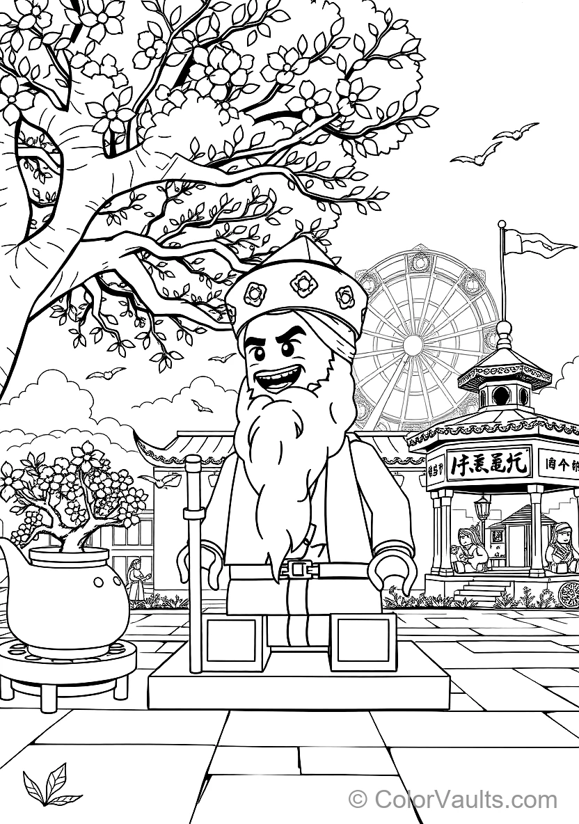 Master Wu Meditating in White Beard and Conical Hat (Scene 21)