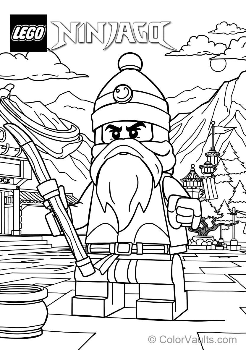 Master Wu Meditating in White Beard and Conical Hat (Scene 22)