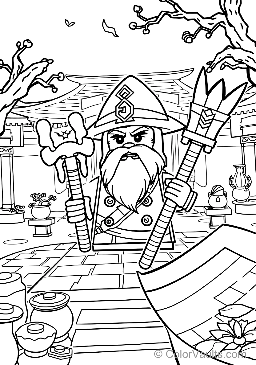 Master Wu Meditating in White Beard and Conical Hat (Scene 23)