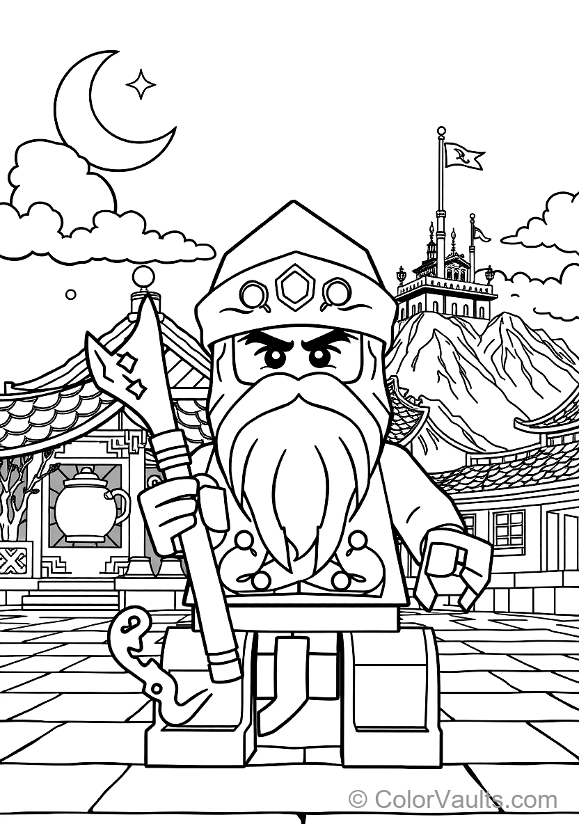 Master Wu Meditating in White Beard and Conical Hat (Scene 25)