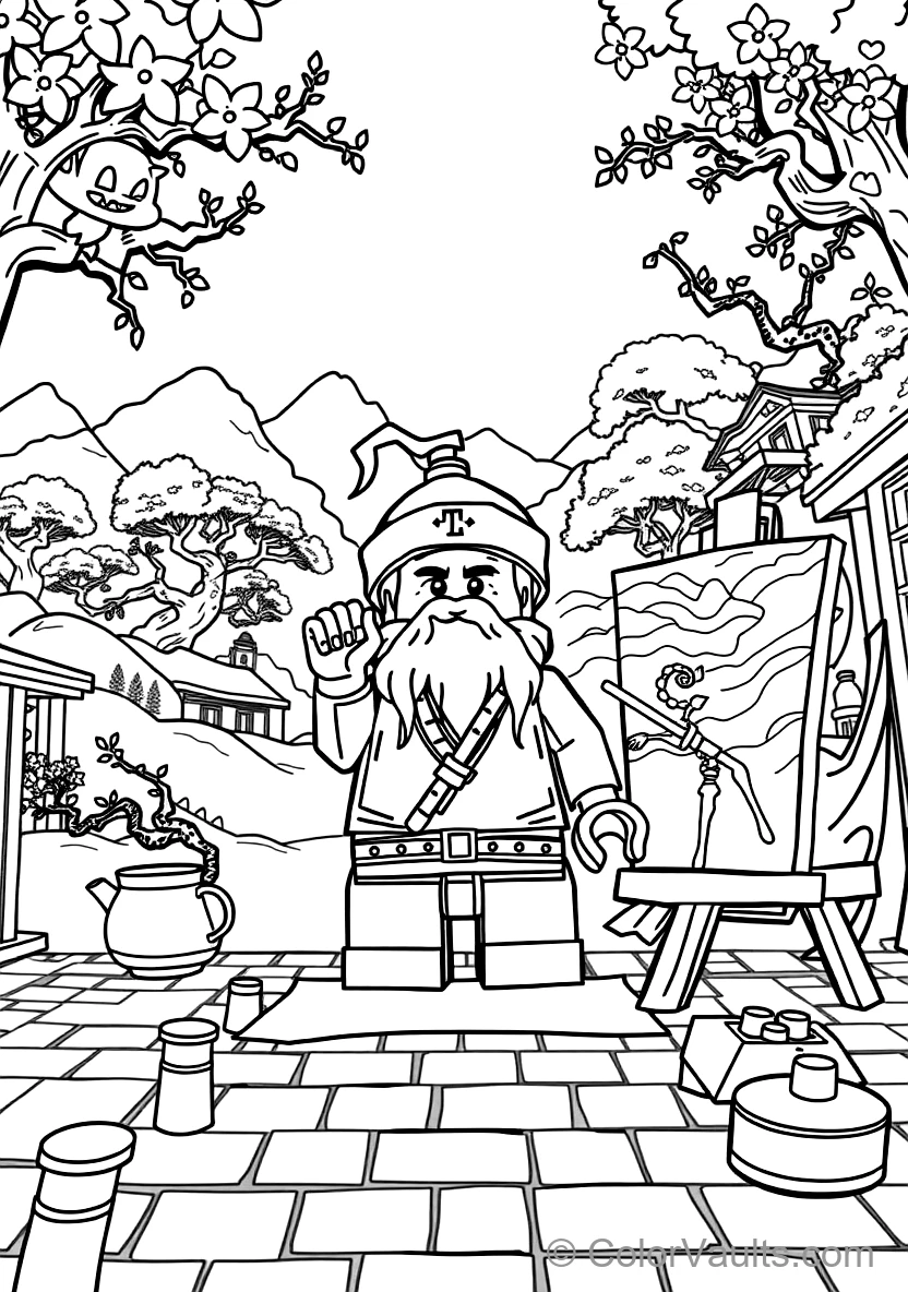Master Wu Meditating in White Beard and Conical Hat (Scene 26)