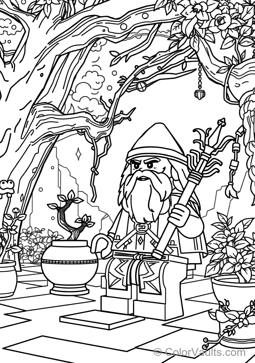 Master Wu Meditating in White Beard and Conical Hat (Scene 27)