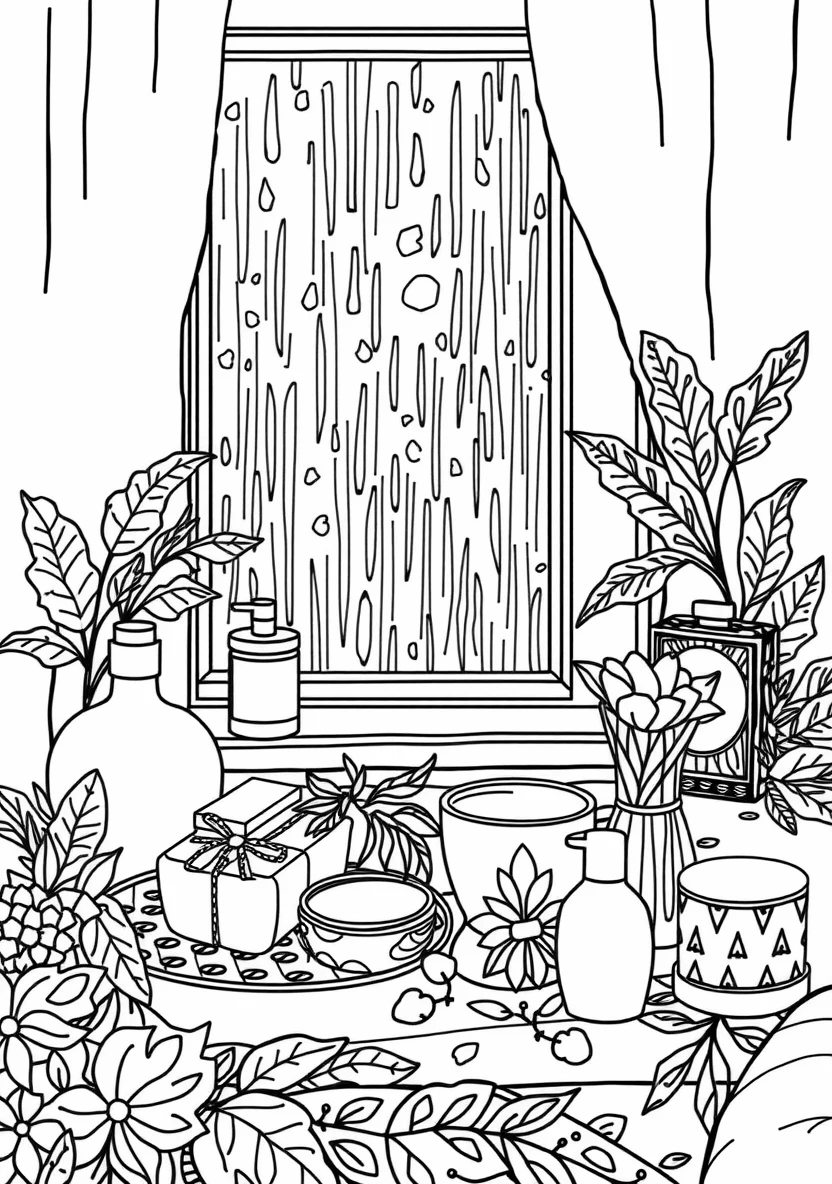 Lifestyle & Cozy Aesthetics coloring page 1