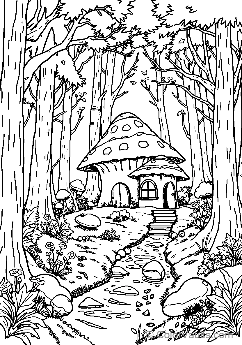 Mushroom House in the Woods
