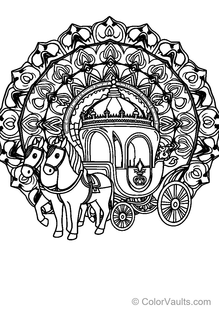 Ornate Carriage In Mandala Border