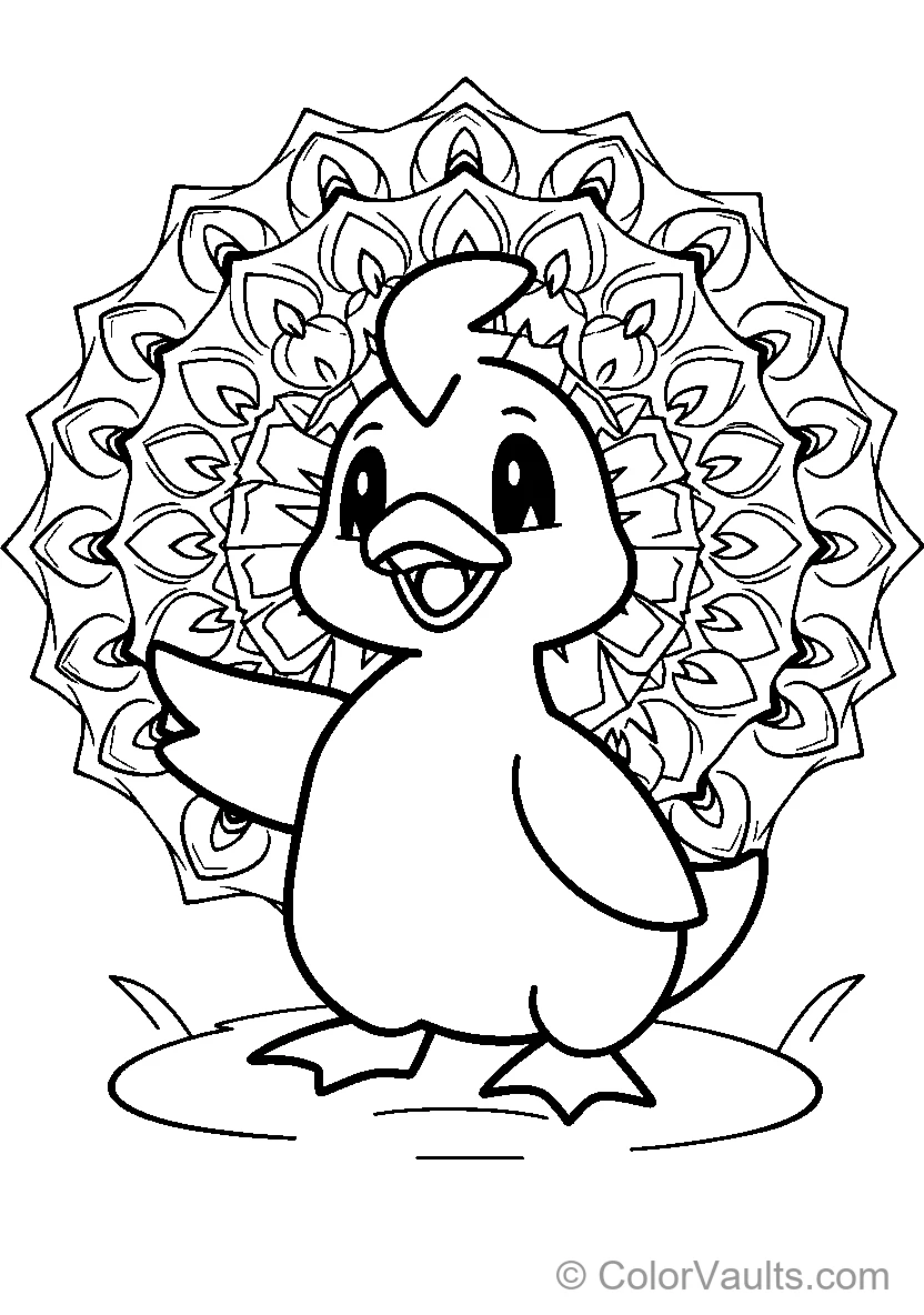 Cartoon Chick With Mandala