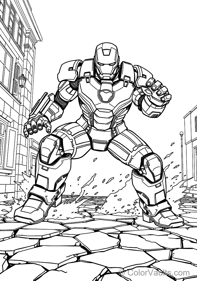 Iron Man in Colossal Heavy Hulkbuster Armor Landing