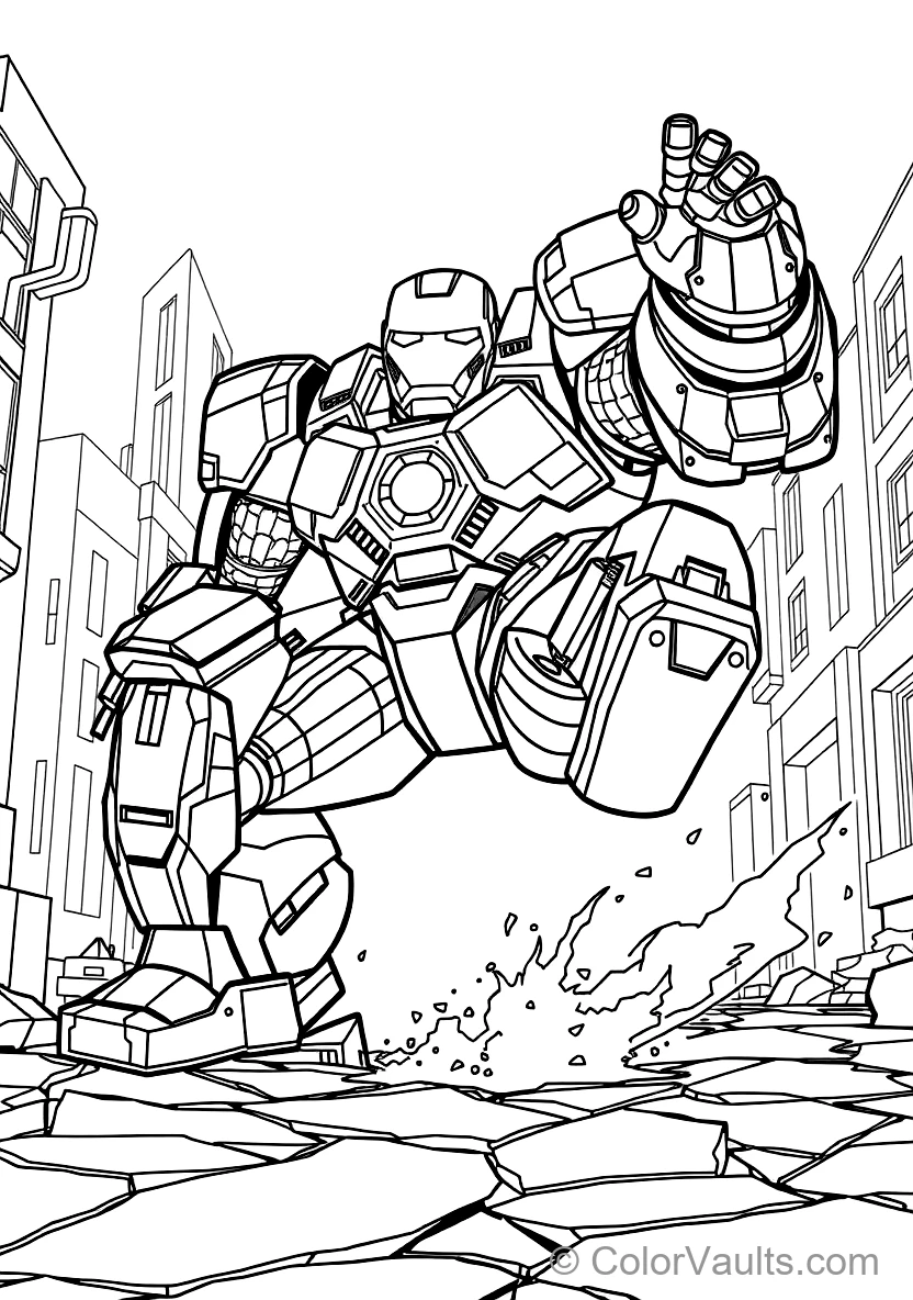 Iron Man in Colossal Heavy Hulkbuster Armor Landing (Scene 3)