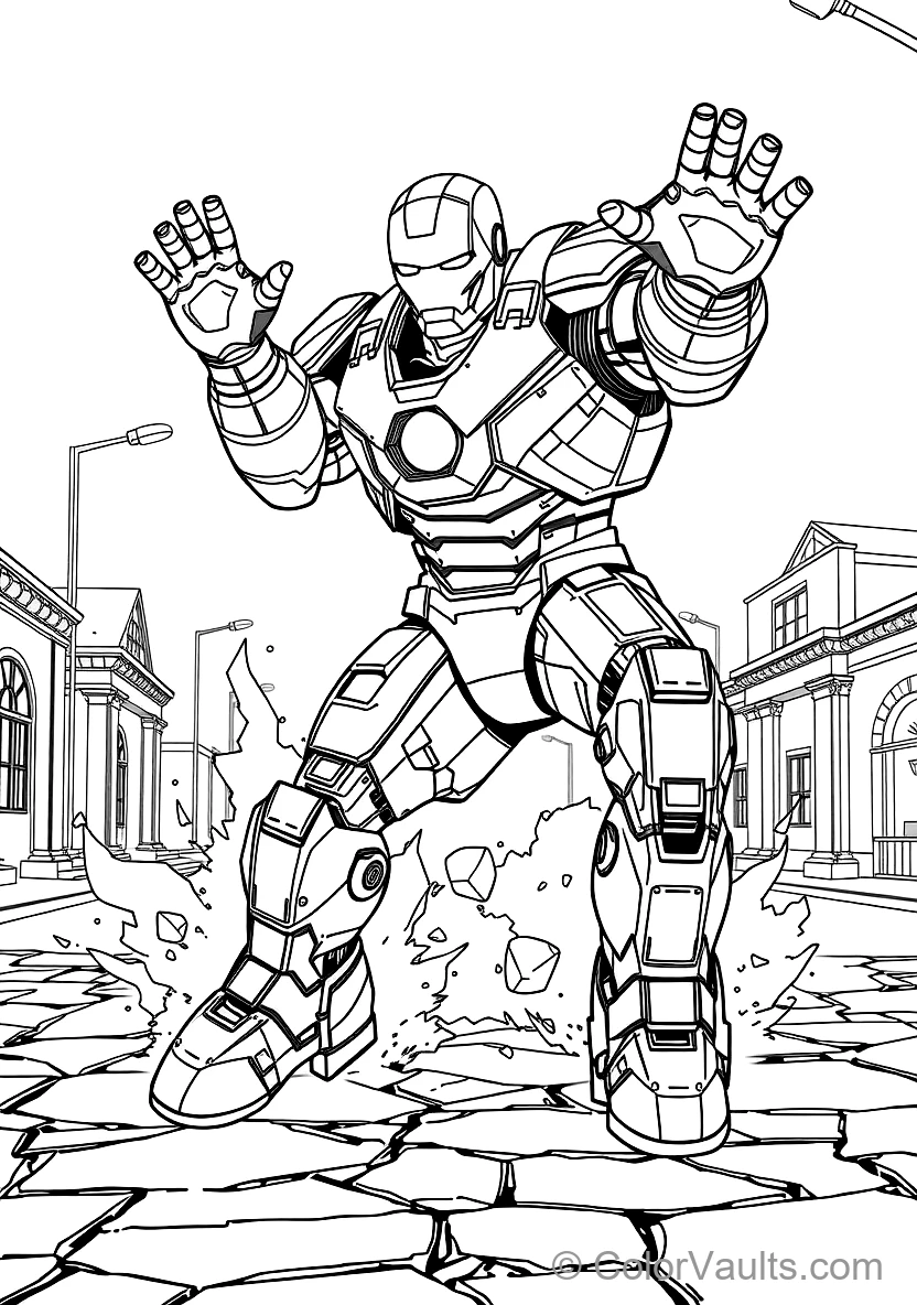 Iron Man in Colossal Heavy Hulkbuster Armor Landing (Scene 5)