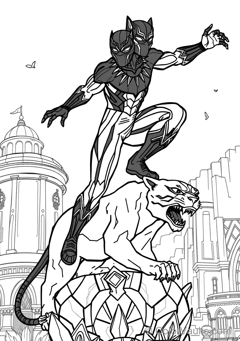 Black Panther in Sleek Vibranium Suit with Extended (Scene 5)