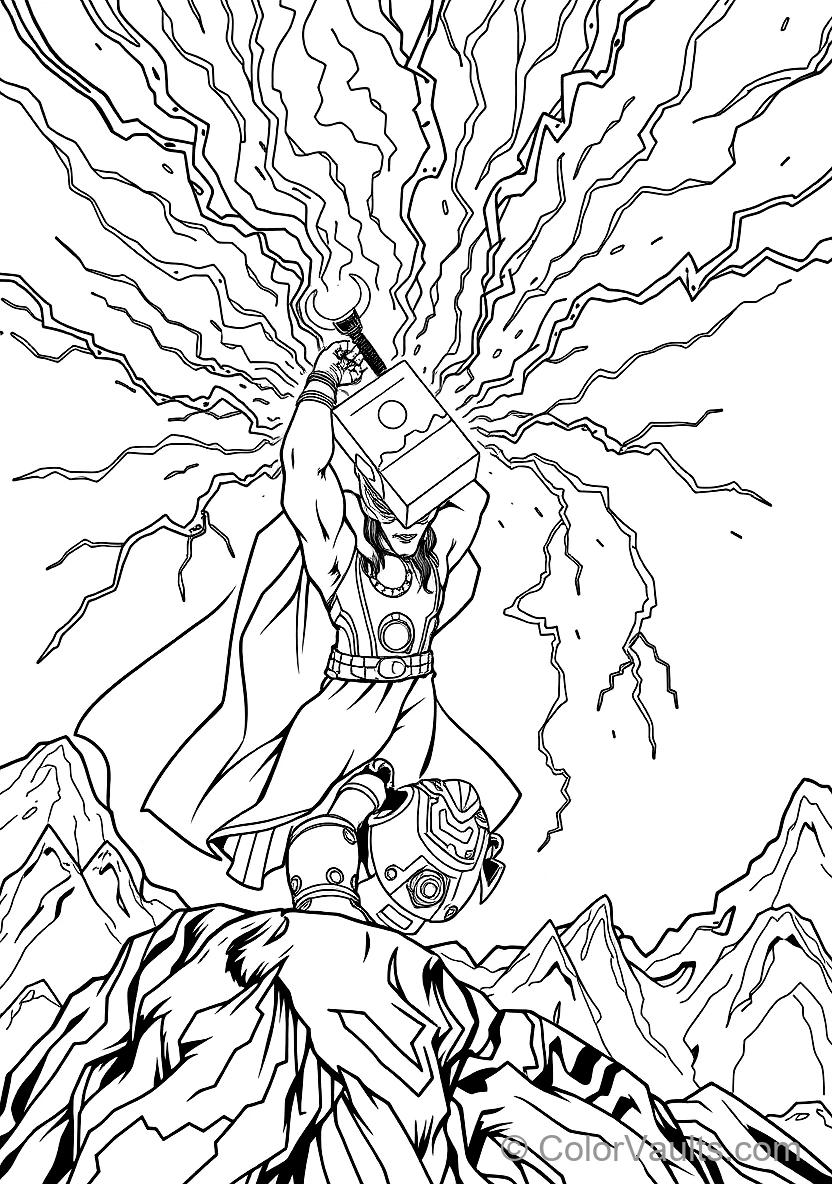 Thor Holding the Mighty Hammer Mjolnir High Summoning