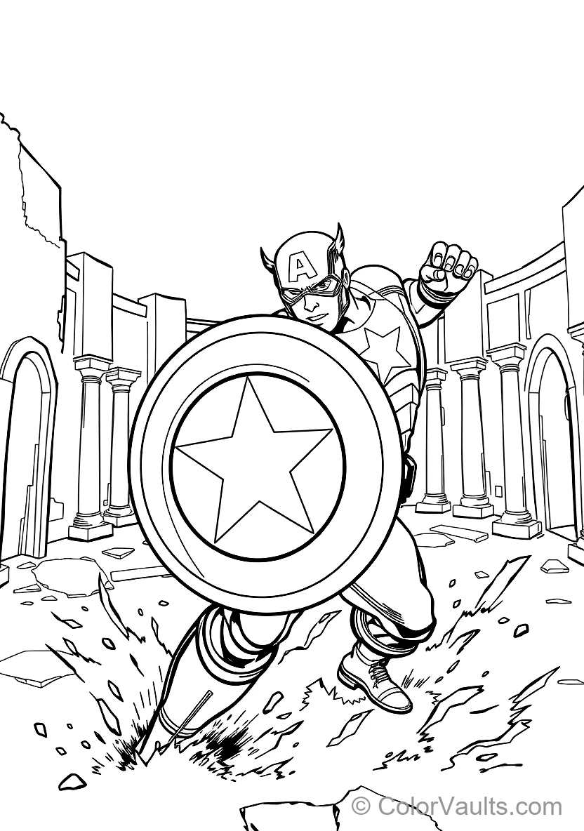 Captain America Throwing His Circular Vibranium Star