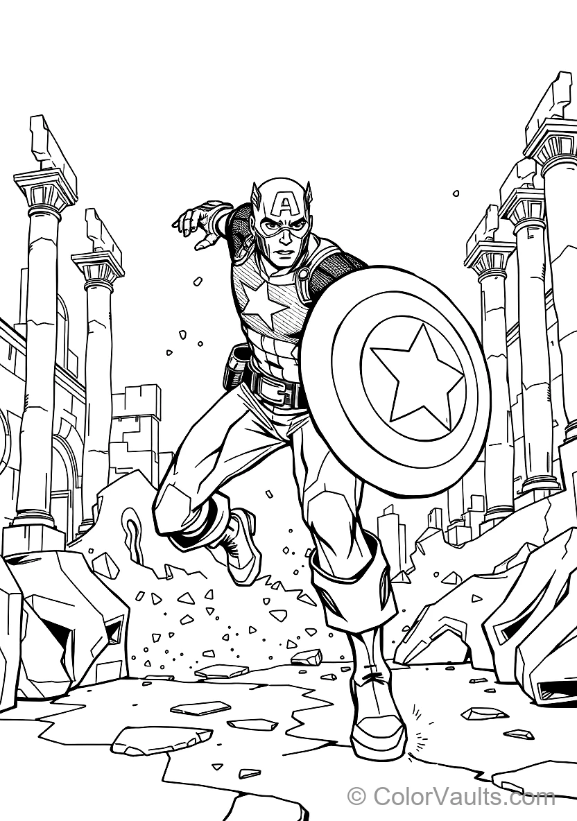 Captain America Throwing His Circular Vibranium Star (Scene 3)