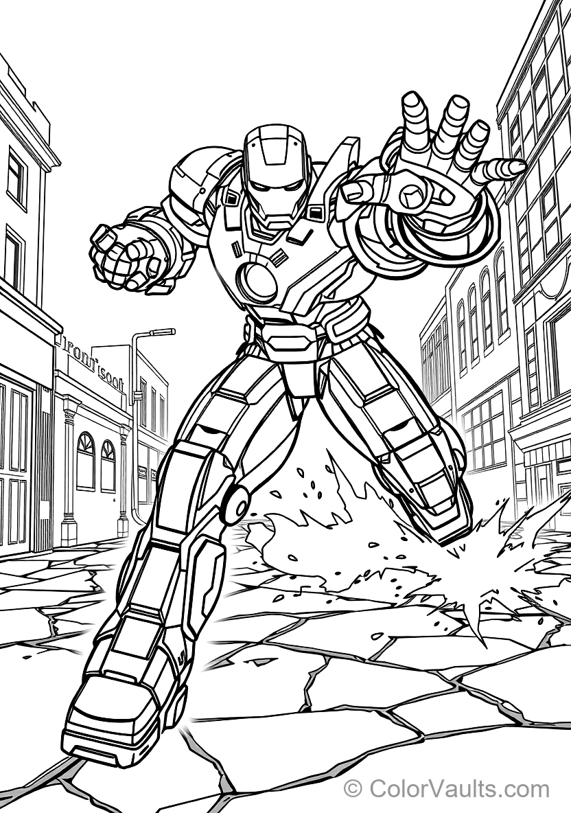 Iron Man in Colossal Heavy Hulkbuster Armor Landing (Scene 7)