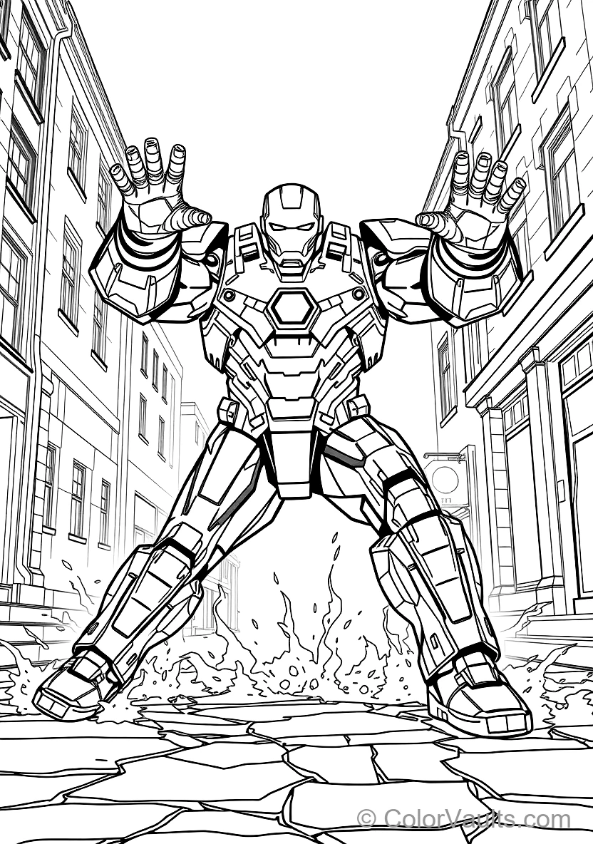 Iron Man in Colossal Heavy Hulkbuster Armor Landing (Scene 9)