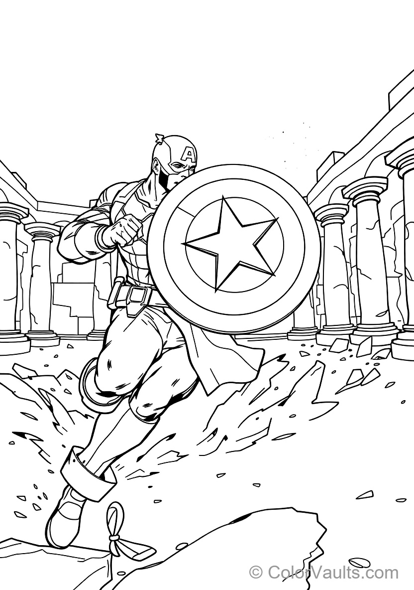 Captain America Throwing His Circular Vibranium Star (Scene 5)