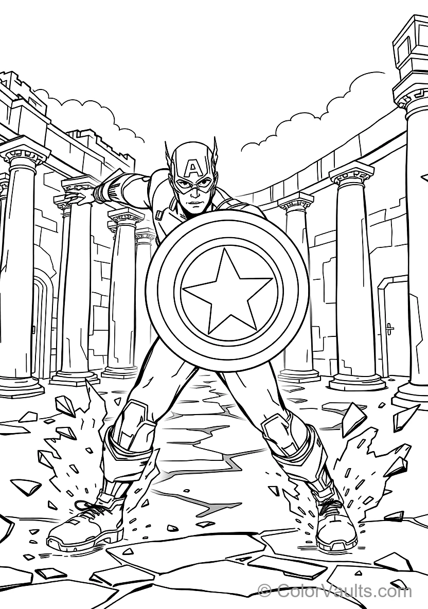 Captain America Throwing His Circular Vibranium Star (Scene 7)