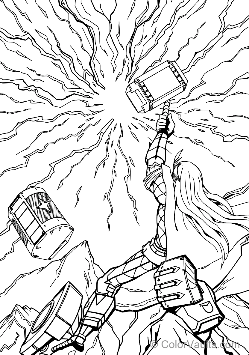Thor Holding the Mighty Hammer Mjolnir High Summoning (Scene 3)