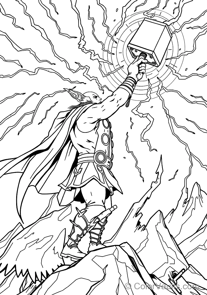 Thor Holding the Mighty Hammer Mjolnir High Summoning (Scene 5)