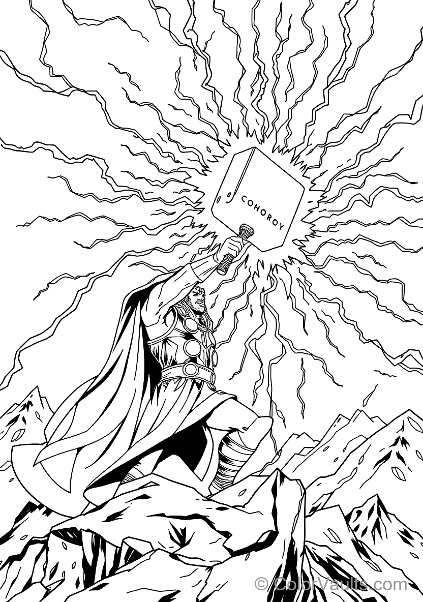 Thor Holding the Mighty Hammer Mjolnir High Summoning (Scene 7)